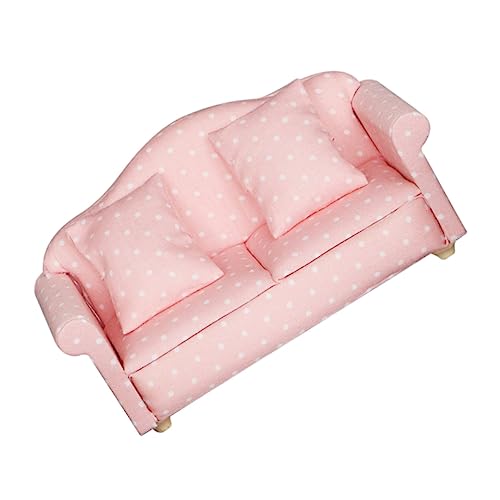 CIYODO 1stk Mini-Sofa Couch Für Kinder 1 Möbel Im Maßstab 12 Miniatur-puppenhaus Mini-zubehör Kindersofa Kinderspielzeug Miniatur-sofastuhl 1 12 Möbel Kindermöbel Mini-Kissen Holz Rosa von CIYODO