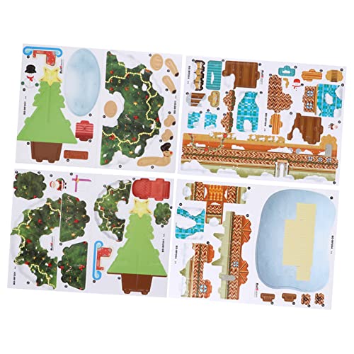 CIYODO 2 Sätze 3D-Stereo-Puzzle Weihnachtspuzzle Spielzeug für Kinder -Kleinkind-Spielzeug Weihnachtsrätsel für Kinder kinderpuzzle Kinder Puzzle 3D-Puzzles aus Papier Kinderspielzeug von CIYODO