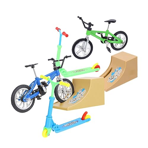 CIYODO 2 Sätze Fingerrad Finger-Scooter-rampen-Set Mini-Spielzeug Tischspiel Mini-Mountainbike Fingerscooter-kit Mini Fahrrad Spielzeug Fingerboard-Skatepark Fingerbike Mit Rampe Plastik von CIYODO