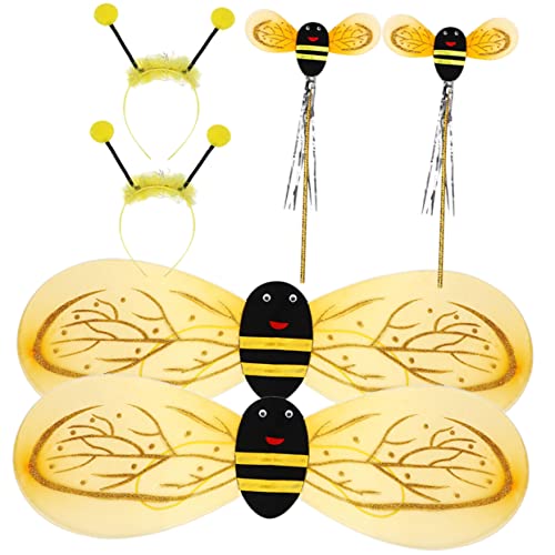 CIYODO 2 Sätze Kleine Bienenrequisiten Cosplay-requisiten Mädchenkleidung Dekorationen Zum 1. Geburtstag Bienen-antennen-stirnband Bienen-outfit Kind Vierteiliges Set Plastik Halloween von CIYODO