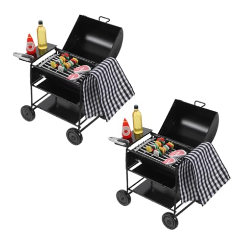 CIYODO 2 Sätze Miniatur BBQ Grill Modell aus Schwarzem Metall Teiliges Set Realistische Outdoor Spielküche Zubehör für Puppenhaus Robust Detailreich Kompakt für Kreative Rollenspiele CIYODO 2 Sätze Miniatur BBQ Grill Modell aus Schwarzem Metall Teiliges Set Realistische Outdoor Spielküche Zubehör für Puppenhaus Robust Detailreich Kompakt für Kreative Rollenspiele von CIYODO