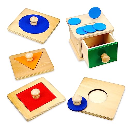 CIYODO 2 Satz Münzbox Puzzle rätselbuch knobeleien für Geometrische Puzzle Holzspielzeug für Babys Sparschwein für Kleinkinder Bildungsrätsel von CIYODO