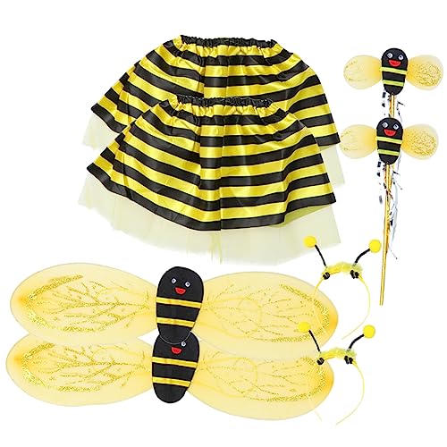 CIYODO 2 Sets Kleine Biene Requisiten Biene Cosplay Stirnband Cosplay Biene Flügel Biene Tutu Kostüm Biene Cosplay Flügel Requisiten Cosplay Party Biene Flügel Make Up Stirnbänder von CIYODO