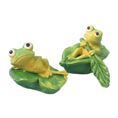 CIYODO 2 Stück Frosch-Ornamente wohnungseinrichtung wohnungsdeko Froschgeschenk Cartoon-Froschdekorationen Miniaturfrosch winzig Ding Frösche Froschfiguren aus Harz Mini-Hausdekoration von CIYODO