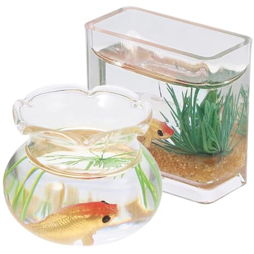 CIYODO 2 Stück Miniatur Aquarien Aus Verschleißfeste Desktop Dekorationen Für Aquarienmodelle Ideal Für Fischschalen Und Puppenhaus Höhe Modern Und Stilvoll von CIYODO