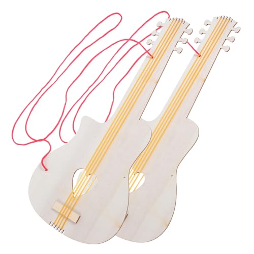 CIYODO 2 Stück Unfertiges Holzgitarrenspielzeug Für Kinder, DIY-gitarrenspielzeug Für Kinder, Unbemalte Gitarrendekorationen von CIYODO