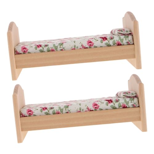 CIYODO 2 Stücke Miniatur-puppenhausbett aus Naturbelassenem Holz mit Matratze und Kissen Passend Kreative DIY-möbel für Puppenhaus Schlafzimmerdekoration CIYODO 2 Stücke Miniatur-puppenhausbett aus Naturbelassenem Holz mit Matratze und Kissen Passend Kreative DIY-möbel für Puppenhaus Schlafzimmerdekoration von CIYODO