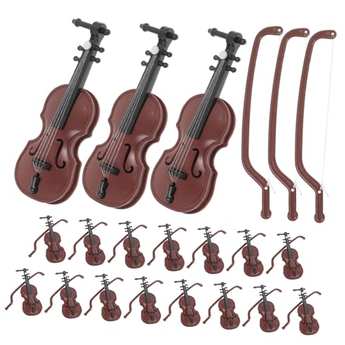 CIYODO 20 Sätze Mini-Geige Geigen Weihnachtsgeige Schmückt Ornamente Simulation Mini-Violine Puppenhaus-musikinstrumente Weihnachtsdekorationen Violine Desktop-Geige Plastik Coffee von CIYODO