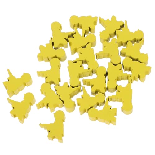 CIYODO 20 Stück Brettspiel Schachfiguren Spielzubehör Lernspielzeug Brettspiel Zubehör Schachbrett Zubehör Tischmarker Spielfiguren Brettspiele Bauern Gelbes Holz von CIYODO