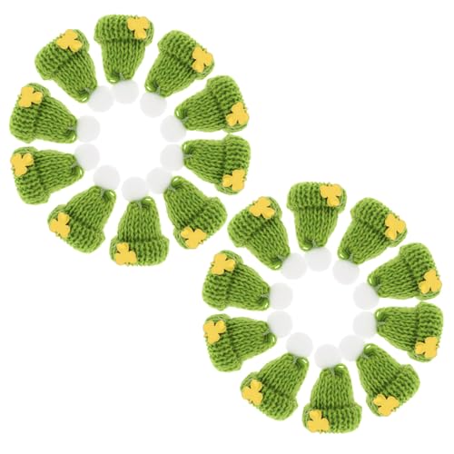 CIYODO 20 Stück Miniatur Strickmützen Zum Basteln Kleine Grüne St Patrick's Day Mützen Kleine Irische Mützen Für Damen Und Herren Mini St Patrick's Day Mützen Für Puppen von CIYODO