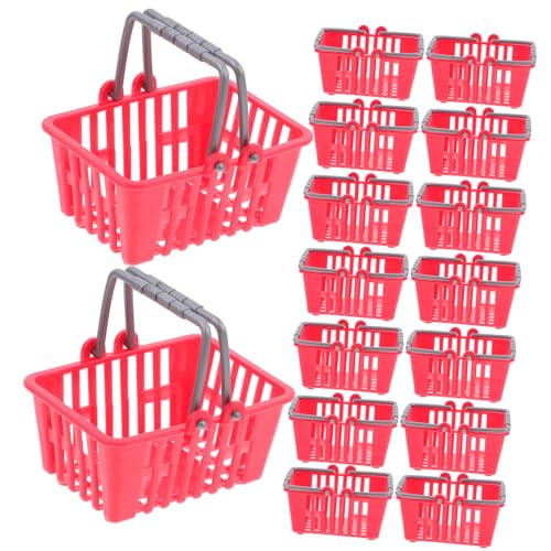 CIYODO 20st Mini-einkaufskorb Mini-aufbewahrungskorb Zum Organisieren Lebensmittel Lebensmittel Aufbewahrungskorb Aus Kunststoff Mini-möbelornamente Kind Rot Plastik Spielzeug Essenskorb von CIYODO