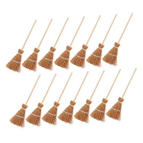 CIYODO 20st Mini-Besen-anhänger Strohbesen Kinderbesen Hexenhandwerksprodukte Kleines Besenhandwerk Miniatur-Essen Kleiner Puppenbesen Mini-Hexenbesen, Großpackung Mini-Lebensmittel Holz von CIYODO