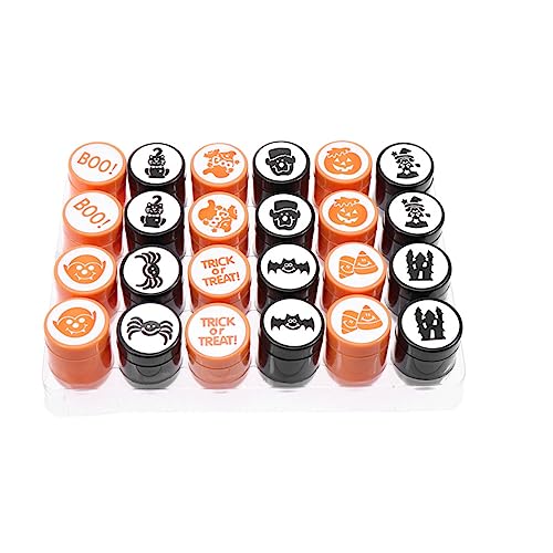 CIYODO 24st Stempel Spielzeug Halloween-tintenstempel Halloween Für Kinder Stamper Zum Thema Festival Süßes Oder Saures Stempel Halloween-stampfer Stempelspielzeug Colorful Plastik von CIYODO