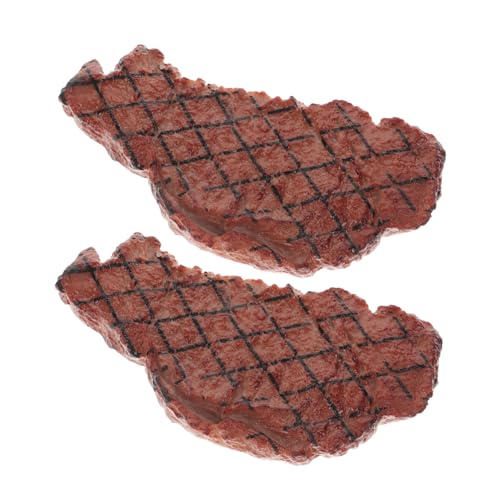 CIYODO 2St Food-Modell Gefälschtes Pflanzenpräsentationsfleisch Simulationsfleisch BBQ-Dekor Dekorative Steak-Attrappe Kinder-Spielzeug-Steak Kochspielzeug simuliertes Steak Plastik von CIYODO