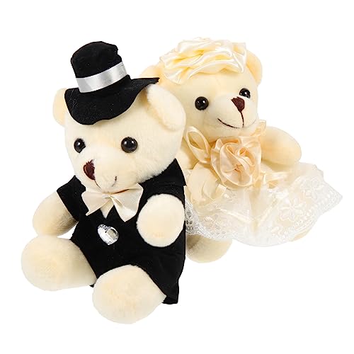 CIYODO 2St Hochzeitsbärenpuppe Hochzeitsgeschenk Plüschbär Brautpaar Plüschbär Mini-Plüschbären Hochzeits-Bär-Ornament Spielzeug simulierte Bärenpuppe ausgestopfte Bärenpuppe PP Baumwolle von CIYODO