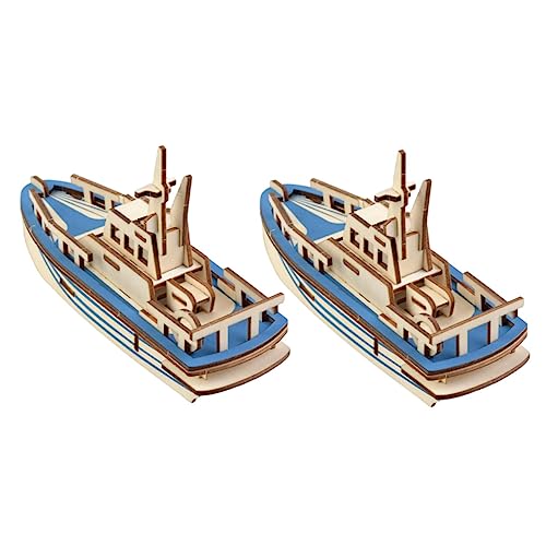 CIYODO 2St Rettungsboot-Puzzle Rettungsboot Spielzeug DIY-Puzzle-Schiff Schiffsspielzeug Kinder Puzzle rätselbuch Kinder Flugzeug-Ornamente lustige Rettungsbootspielzeuge Hölzern Blue von CIYODO