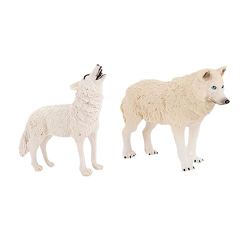 CIYODO 2St Schnee Wolf Ornamente Dschungeltierfiguren Zootierfiguren Wilde Tierfiguren Wolf Figur Puzzle-Spielzeug wohnraumdeko Kinder Lernspielzeug Simulationstiermodell PVC Weiß von CIYODO