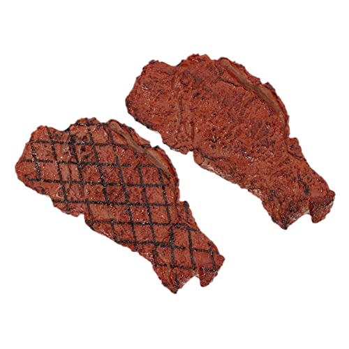 CIYODO 2St Steak-Modell Kochspielzeug lebensechtes Steak falsches Fleisch gefälschtes gekochtes Fleisch Spielzeug für Kinder kinderspielzeug Grillfleisch Fotografie Steakmodell PVC Brown von CIYODO