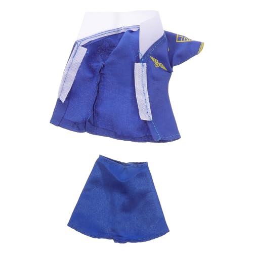 CIYODO 2er Set Puppen Kostüme Flugbegleiterin Flugbegleiter Kostüm Für Teenager Stewardess-zubehör Flugzeugkostüm Puppenkostüm Für Stewardess-Cosplay-kostüm Blue Stoff von CIYODO