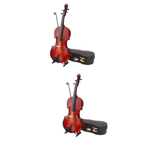 CIYODO 2st Desktop-Dekoration Musikinstrumentenmodell Spielzeuge Musikspielzeug Mini-geigenspielzeug Handheld-Modell Musikinstrumentenfigur Violine Musikalisches Spielzeug Hölzern Brown von CIYODO