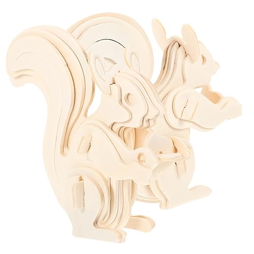 CIYODO 2st Hand Montierte Modelle Lustige Rätsel 3D-Puzzles Für Kinder Tierisches Rätsel Tiere Rätseln 3D-rätsel Puzzle-Spielzeug Für Kinder Wilde Tiere-Puzzle Eichhörnchen Spielzeug Holz von CIYODO