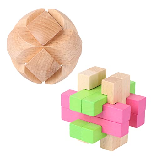 CIYODO 2st Holzspielzeug Für Kinder Intellektuelles Puzzle-Spielzeug Denksportspielzeug Blockiert Stapelspiele Gehirn Puzzles Spielzeug Spielzeuge Lernspielzeug Kinderbedarf Hölzern von CIYODO