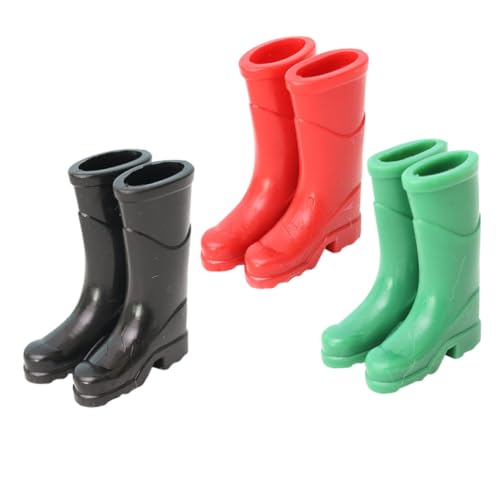 CIYODO 3 Mini-puppenhaus-Regenstiefel Miniaturpuppenschuhe Mini-hausdekoration Puppenhaus-miniaturen Mini-Regenstiefel Miniaturfigur Mini-Stiefel-szenen-Requisiten Plastik von CIYODO