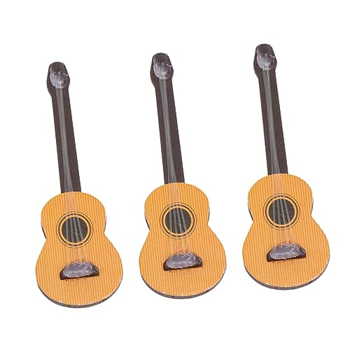 CIYODO 3 Stück Gitarren-Requisiten Instrumente Gitarrenzubehör Mikrolandschaftsornament Gitarrenmodellspielzeug Stütze Kinderspiele Gitarre Licht Zappelspielzeug Zappeln Khaki Kiefernholz von CIYODO