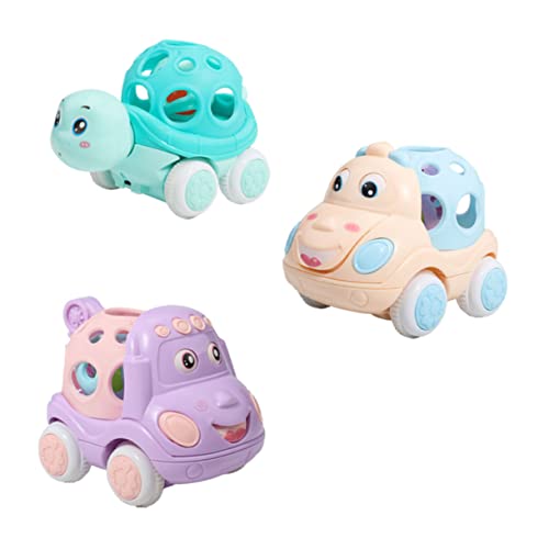 CIYODO 3 Stück Handglocke Rassel Cartoon Auto Babyautospielzeug Trägheitsauto Für Babys Pädagogisches Autospielzeug Pädagogisches Rasselauto -trägheitsauto Weiches Gummi von CIYODO