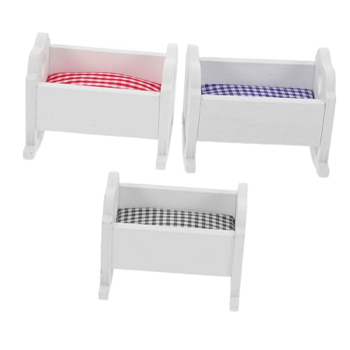 CIYODO 3 Stück Maßstab Mini Kinderbett Modell Weiß Blau Miniatur Möbel für Puppenhaus Schlafzimmer Dekoration CIYODO 3 Stück Maßstab Mini Kinderbett Modell Weiß Blau Miniatur Möbel für Puppenhaus Schlafzimmer Dekoration von CIYODO
