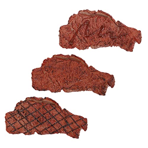 CIYODO 3 Stück Steak-Modell lebensechtes Steakmodell gefälschtes Steak- künstliches Steak simuliertes gekochtes Fleisch Essensmodell vorgeben Küchensteak-Requisite von CIYODO