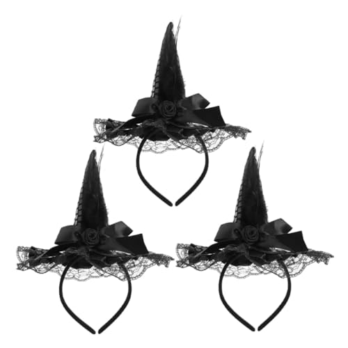 CIYODO 3 Stück Teiliges Hexenhut Haarreif Halloween Haarband mit Glitzernden Pailletten und Zarter Spitze Leicht und Flexibel Damen und Mädchen Cosplay Zubehör für Party und Kostüm CIYODO 3 Stück Teiliges Hexenhut Haarreif Halloween Haarband mit Glitzernden Pailletten und Zarter Spitze Leicht und Flexibel Damen und Mädchen Cosplay Zubehör für Party und Kostüm von CIYODO