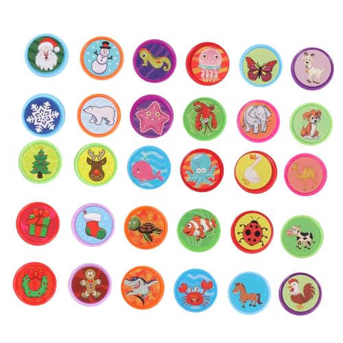 CIYODO 30-Teiliges Set Cartoon-Stempel Book Stamp Kinder weihnachtsdeko dekorativer Stempel DIY Stamper zum Zeichnen Spielzeug Weihnachtssto DIY Bastelstempel Weihnachtsstempel Tier von CIYODO