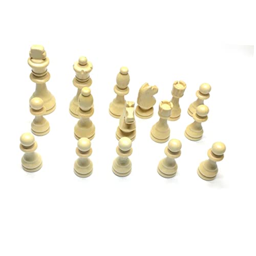 CIYODO 32 Stück Schach zubehör Schachspiel Zubehör -teiliges Schachset Holzschachfiguren Schachspiel für Anfänger Mode Schach tragbares Schach Stil Schach Schachbrett Hölzern Weiß von CIYODO