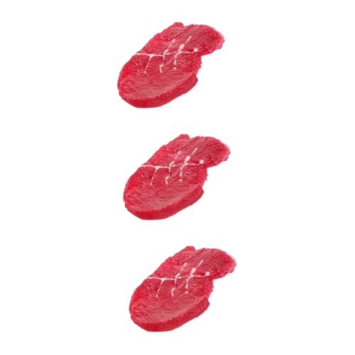 CIYODO 3st Steakimitat Dekorative Steakscheibe Künstliches Fleischdisplay Geschnittene Steaks Künstliche Steakverzierung Foto-Requisite Realistische Steak-Requisite Essen Küche Styropor von CIYODO