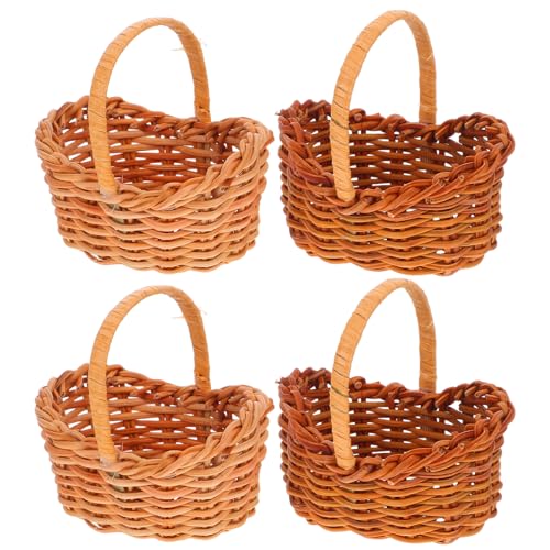 CIYODO 4 Mini-Körbe: Dekorative geflochtene Miniaturkörbe mit Griff für Puppenhaus- -Requisiten und Heimdekorationen für Kinder CIYODO 4 Mini-Körbe: Dekorative geflochtene Miniaturkörbe mit Griff für Puppenhaus- -Requisiten und Heimdekorationen für Kinder von CIYODO