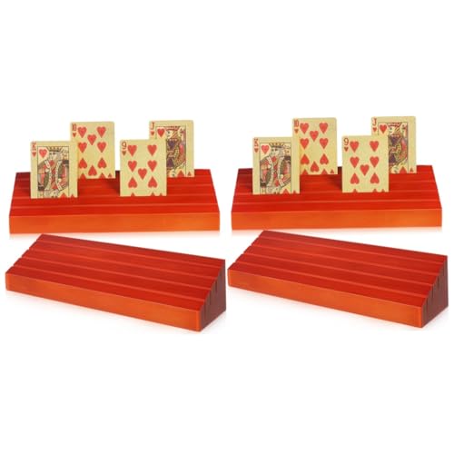 CIYODO 4 Stück 1 spielkartenhalter spielkartenständer Spielkarten Präsentationsständer Holzständer für Spielkarten anzeigen Kartenhalter aus Holz Spielkarten stehen Kartenfach Kiefernholz von CIYODO