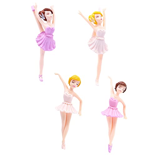 CIYODO 4 Stück Ballerina-Mädchen Statue einer Balletttänzerin Hochzeitstorte Topper Ballerina-Cupcake-Topper dekoration bastelset Mädchenfigur Kuchendekor Tanzraumfiguren dekorieren PVC von CIYODO