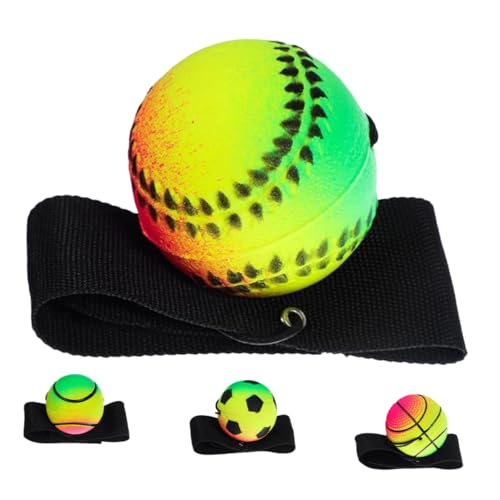 CIYODO 4 Stück Hüpfender Ball Handgelenkrückholball Für Erwachsene Handwurfspielzeug Handgelenkrücklaufballmasse Handgelenk-Ball-Armband Sportrückkehrball Sport Handgelenk Bälle Gummi von CIYODO