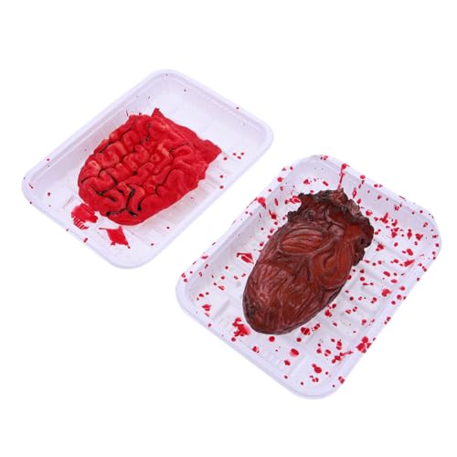 CIYODO 4 Stück Lunchbox Mit Simulierter Orgel Spukhaus Requisiten Körper Menschlich Halloween Hängende Requisiten Gruselige Requisite Falsches Herz Stütze Gefälscht Plastik Rot von CIYODO