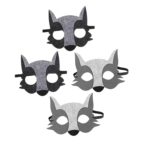 CIYODO 4 Stück Maske Verkleiden Wolf-cosplay-maske Halloween-kostümmaske Karnevalsmaske Wolfskostüm Maske Für Cosplay Cosplay-maske Halbes Gesicht Halloween-partymaske Maskerade Filzstoff von CIYODO