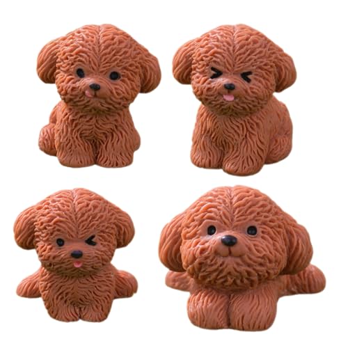 CIYODO 4 Stück Mikro Landschafts Welpen Mini Hundefiguren Spielzeug Dekorative Hunde Ornamente Kinder Hund Kognitive Modelle Mikro Landschafts Hunde Mini Hunde Dekorationen Mini von CIYODO