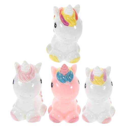 CIYODO 4 Stück Mikrolandschaftsdekoration Tortendekoration Mit Tiermotiv Einhorn-sammelfiguren Kleines Einhorn Spielzeug Dekoration Einhorn Tierfiguren Spielzeug Mini-einhornfiguren Harz von CIYODO