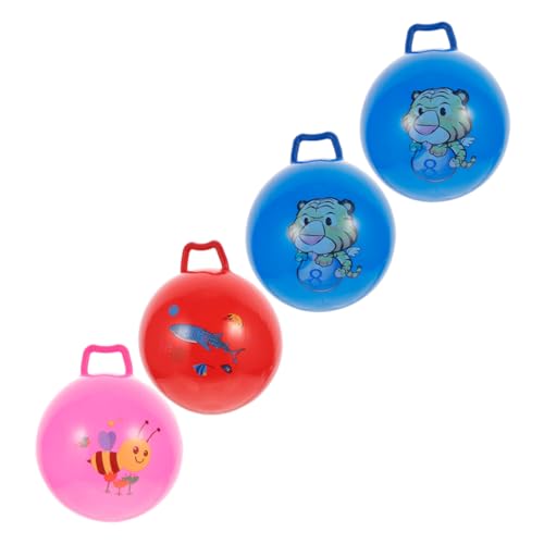 CIYODO 4 Stück Schläger handhaben interaktives Spielzeug hupfball für Kinder Toys for Spielzeug für draußen Mini-Spielzeug interaktive Kinderbälle Hüpfbälle mit Cartoon-Muster PVC von CIYODO