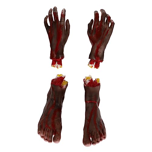 CIYODO 4 Stück Simulierte blutige Prothese Halloween Süßes oder Saures Spielzeug Spukhaus-Streichdekoration Halloween Fake Blood Halloween Horror deko gefälschter Fuß blutige Fußstützen von CIYODO