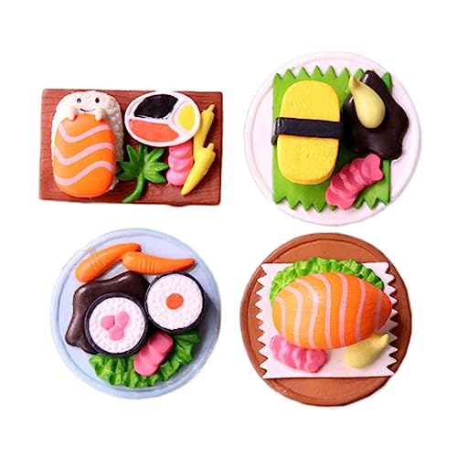 CIYODO 4 Stück Simuliertes Japanisches Sushi Puppenhaus-Miniatur-Sushi Sushi-Dekoration Tischminiaturen Realistisches Japanisches Essen Japanisches Dekor Sushi-Ornamente PVC von CIYODO