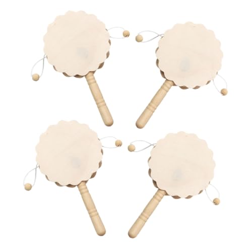 CIYODO 4 Stück hölzerne Rassel Bongos Instrumente rhythmisch Schlagzeug Rhythmus bastelzeug bastelkasten Malbare Holzspielzeuge holzschmuck selber Machen Rasseltrommel-Ornamente Khaki von CIYODO