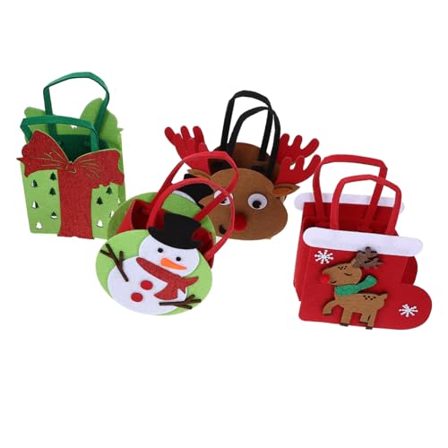 CIYODO 4 Stück weihnachtsmotiv weihnachtsbasteln weihnachts socke dekoration weihnachten Tasche mit Weihnachtsäpfeln Geschenktüten Tragetasche Weihnachts-Filz-Einkaufstasche gefühlt von CIYODO