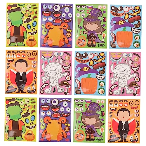 CIYODO 48 Blatt Halloween Aufkleber Zum Gestalten Ihres Halloween Gesichts Halloween DIY Aufkleber Dekor Zum Gestalten Eines Gesichts Aufkleber Für Beschichtetes Papier von CIYODO