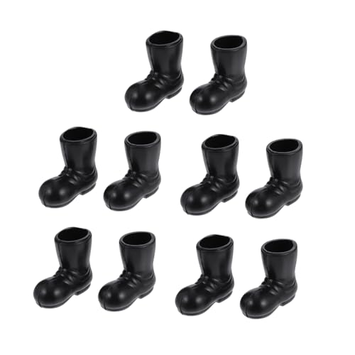 CIYODO 5 Paare Mini-Stiefel Weihnachtsminischuhe Miniaturstiefel zum Basteln Weihnachten Weihnachts Figuren weihnachtsfigur dekorative Minischuhe Miniatur-Schuhverzierungen Plastik Black von CIYODO